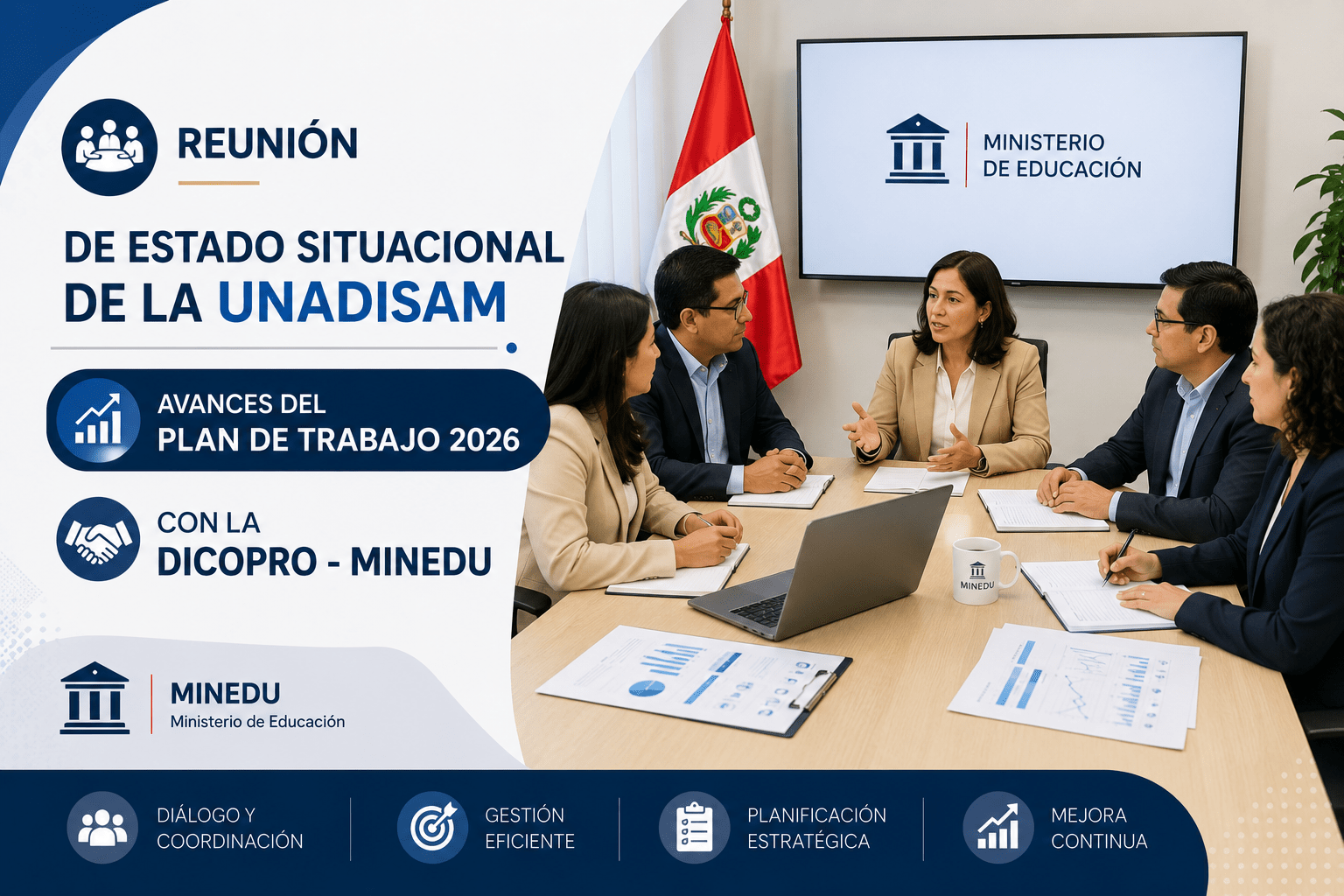 Reunión de estado situacional de la UNADISAM – Avances del Plan de Trabajo 2026 con la DICROPO – MINEDU