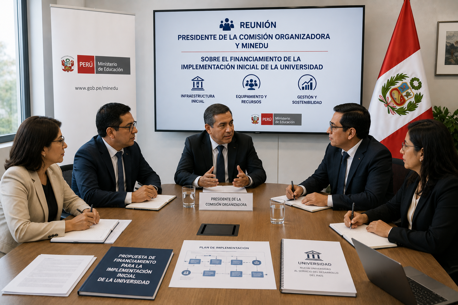Reunión, Presidente de la Comisión Organizadora y el MINEDU sobre el financiamiento de la implementación inicial de la universidad